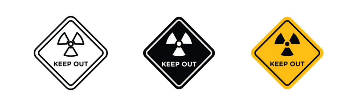 Danger high radiation area keep out signs. flat stroke linear simple trend modern logotype design