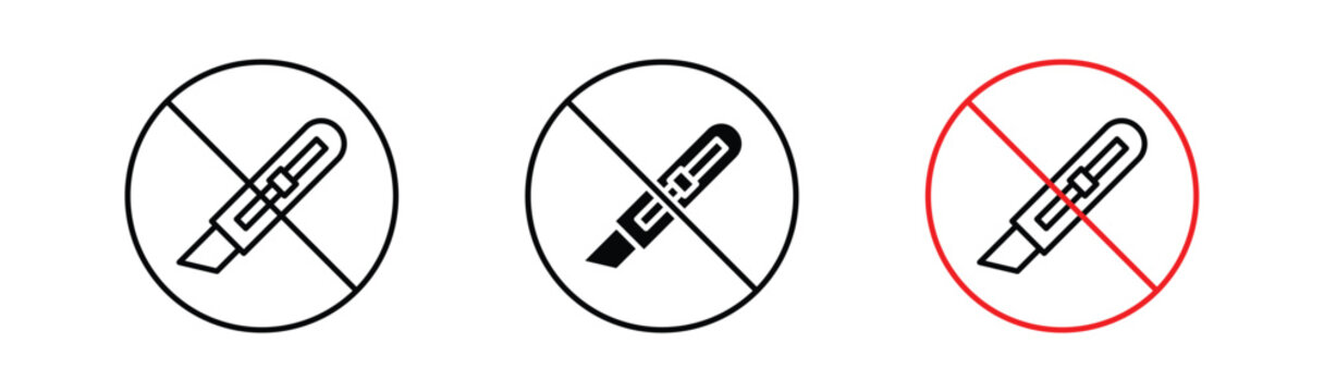 Do not cut signs. flat stroke linear simple trend modern logotype design