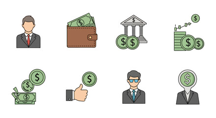 Finance and payment management icons for banking applications