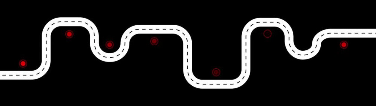 Infographic road map icon on background.Road route location time line, winding curve journey path car navigation map steps highway transport travel way animation.