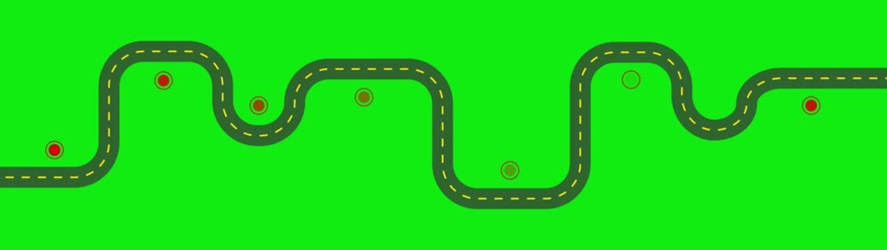 Infographic road map icon on background.Road route location time line, winding curve journey path car navigation map steps highway transport travel way animation.