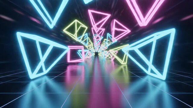 Glowing blue neon light lines create a shiny digital network background with energy and star vector illustration for space technology design