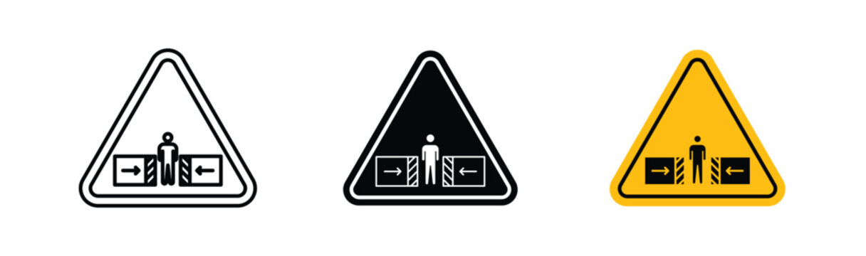 Risk of crushing warning signs. flat stroke linear simple trend modern logotype design