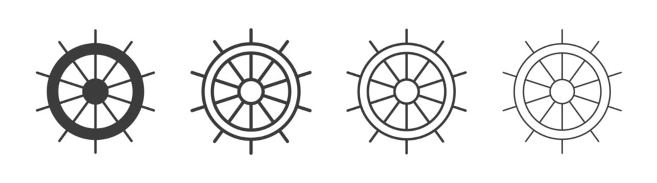 Ship wheel icon. flat stroke linear simple trend modern logotype design