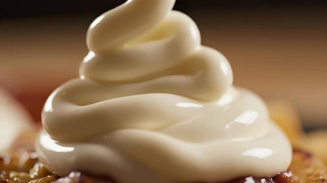 Thick creamy mayonnaise being drizzled onto a food item