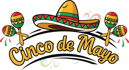 Vibrant Cinco de Mayo Celebration with Sombrero and Maracas.