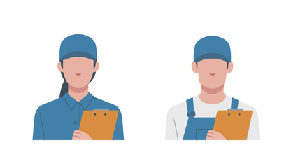 vector illustration of a blue-collar worker holding a clipboard