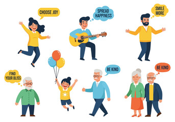 Naklejka premium Diverse group of people expressing happiness and positive emotions.