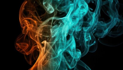 Obraz premium Colorful Smoke Swirls Against a Dark Background - Abstract Art.
