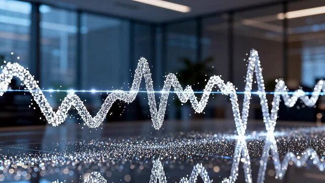 Digital wave pattern in office setting