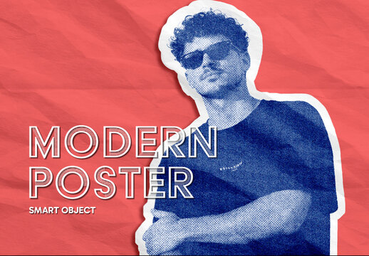 Cut Out Halftone Image Effect Mockup