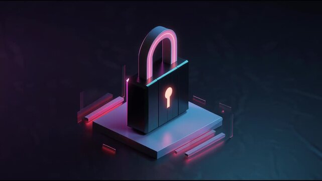 Advanced digital security padlock illustrating robust data protection, secure network access, and confidential cyber privacy against a futuristic technology backdrop