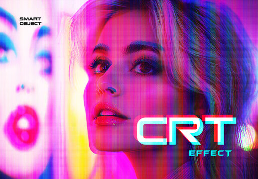 Synthwave CRT Photo Effect Mockup