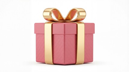Elegant Pink Gift Box with Golden Ribbon and Bow.