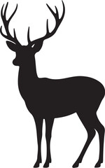 Fototapeta premium Black silhouette of a deer with large antlers standing