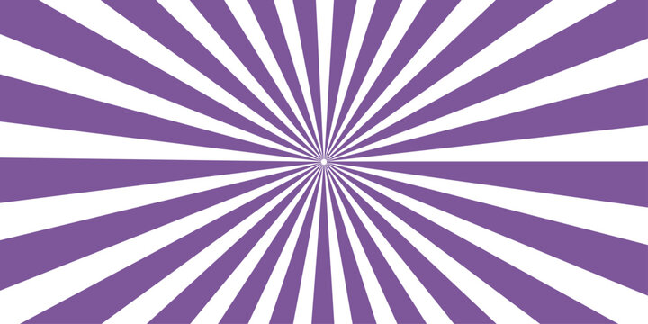 Abstract purple starburst background featuring retro sunburst rays and a pink swirl pattern with a vintage vector texture design