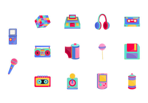 Retro Illustration Design Set