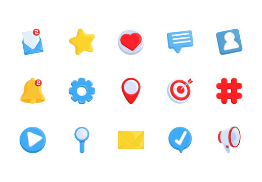 3D Icons Illustration Design Set