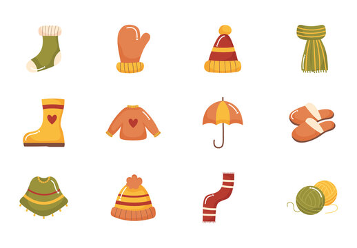 Autumn Clothes Design Set Set