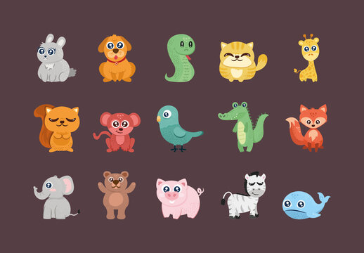 Animals Cute Design Set