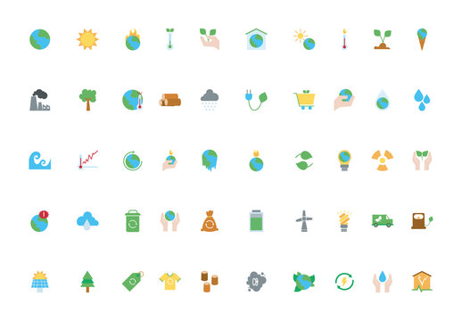 Climate Change Flat Design Set