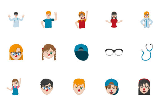 Flat Medical Clown Vector Set