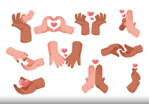 In Love Hands Illustration Design Set