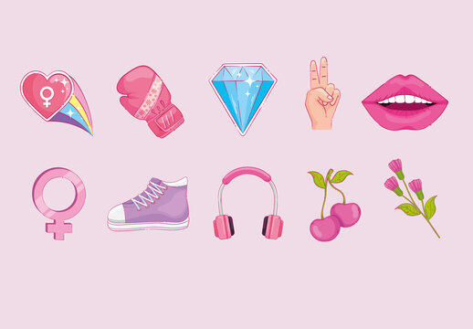 Girl Power Illustration Design Set