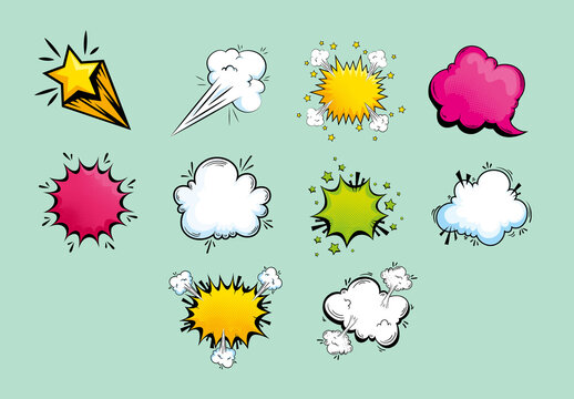 Pop Art Elements Illustration Design Set