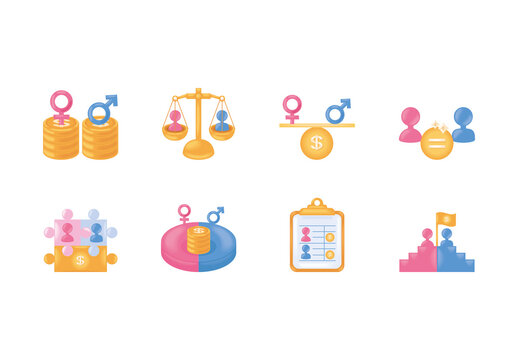 Salary Equality Illustration Design Set