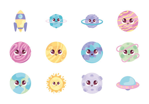Space Kawaii Illustration Set