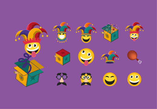 Fools Day Illustration Design Set