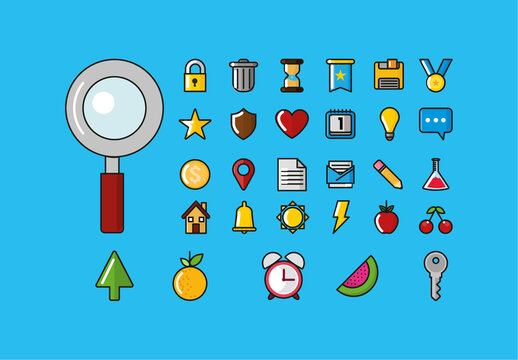 Icons Miscellaneous Illustration Design Set