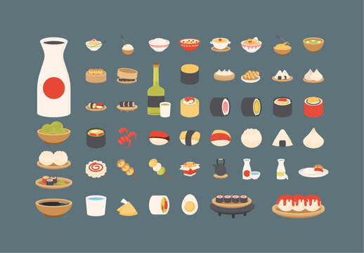Japanese Food Illustration Design Set