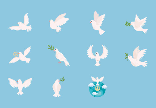 Peace Dove Illustration Set