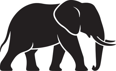 Obraz premium Black silhouette of an elephant standing on all fours