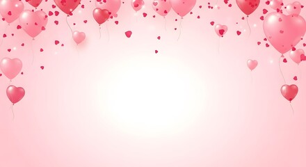 Obraz premium Valentine's day background with pink hearts and balloons