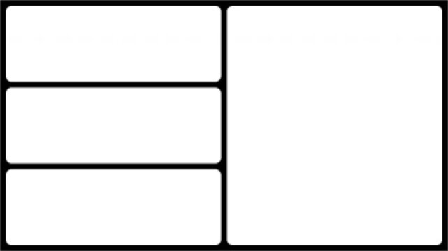 Split Screen Frame Matte with Three Stacked Left Panels and Large Right Panel Transparent Alpha Channel 4K