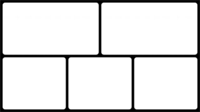 Split Screen Frame Matte with Two Top Panels and Three Bottom Panels Transparent Alpha Channel 4K