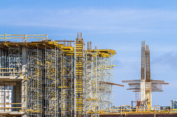 construction site of new concrete building. construction industry. industrial development.