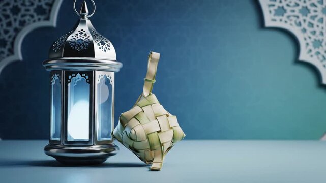 Dates and Lantern on Islamic Background.