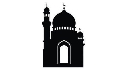 Mosque Silhouette with Domes and Minarets Islamic Architecture
