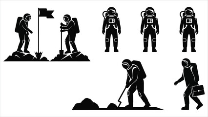 Astronaut Silhouette Illustration Space Exploration and Professional Space Activity © Utpol