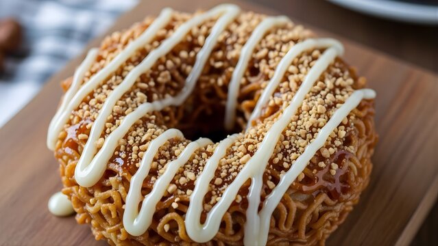 Donat Indomie dessert (sweet version) fried Indomie coated in caramel 