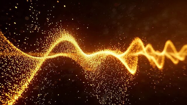 Golden wave of particles in motion