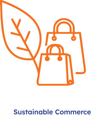 Sustainable commerce concept with eco friendly shopping bags and leaf symbol