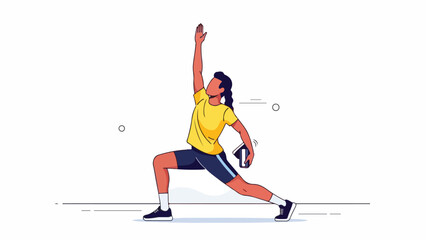 Obraz premium Illustration of a woman in athletic pose with a raised arm
