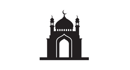 Obraz premium Mosque Silhouette with Dome and Minarets in Simple Elegance