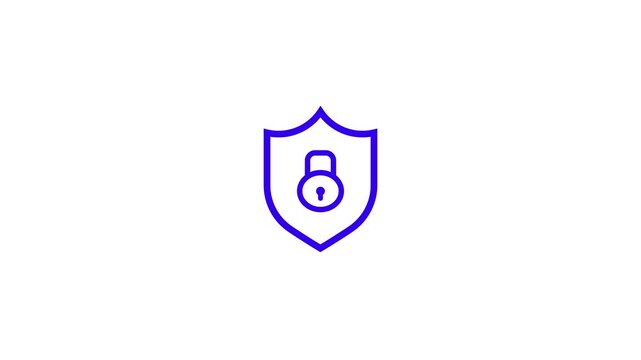 Blue security shield icon with padlock symbol for data protection and safety