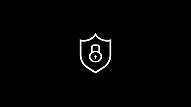 White padlock icon isolated on a black background